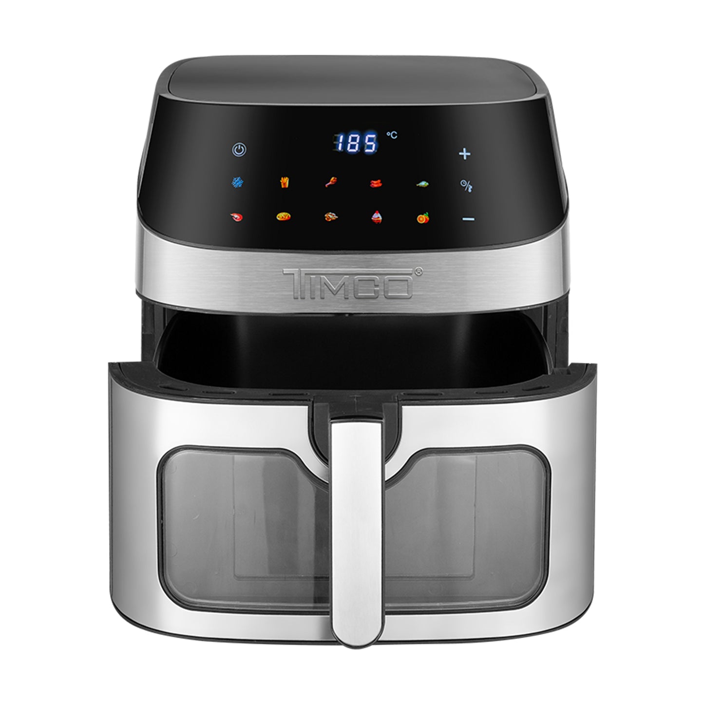 Freidora de Aire 8L Air Fryer Ventana de Visión Clara 1800W Pantalla Touch Digital 10 Funciones Automáticas Horno, Rostizador y Deshidratador AFE042 Timco