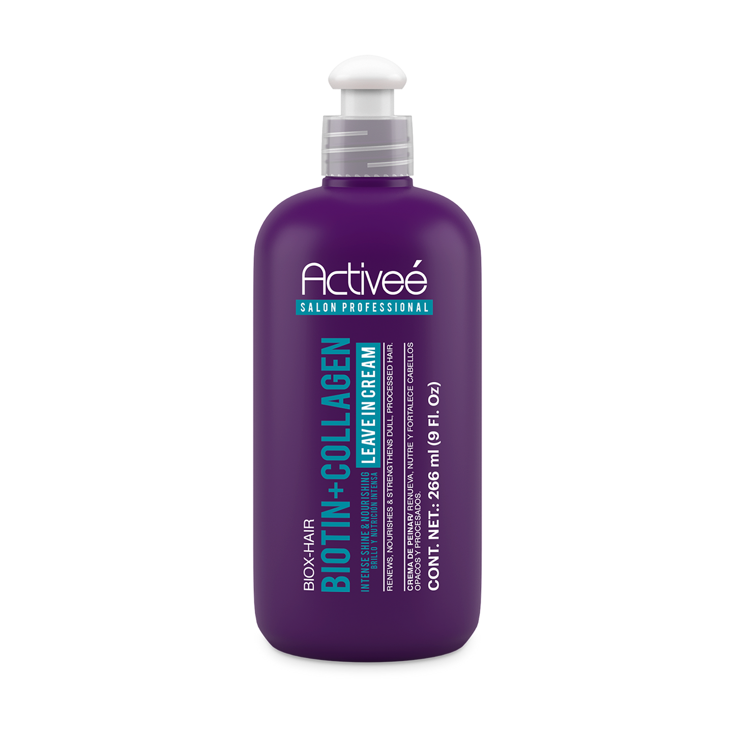 Crema para Peinar Activee Professional Biotin+Colagena Renueva Nutre y Fortalece Cabellos Opacos y Procesados Libre de Sal
