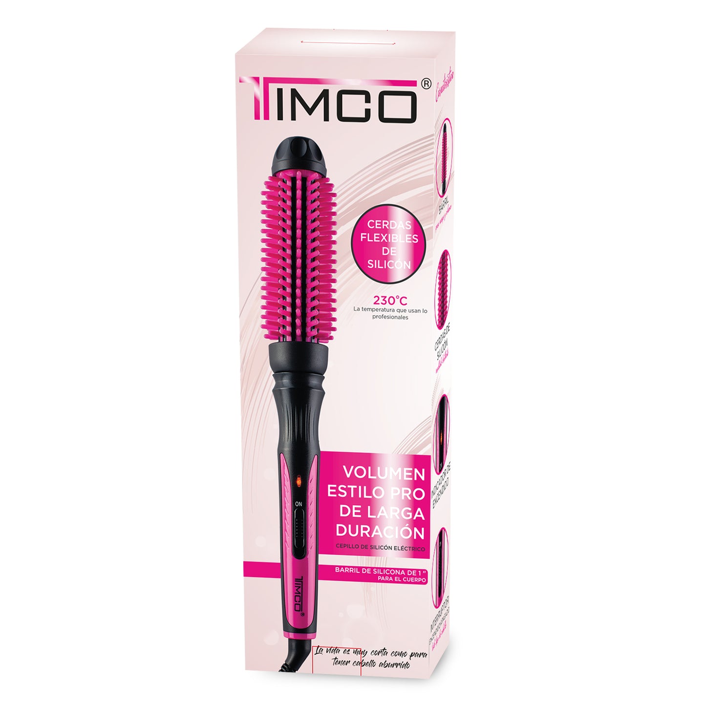 Cepillo Alaciador Electrico de Cabello Cerdas de Silicona Rizador Timco CE-260