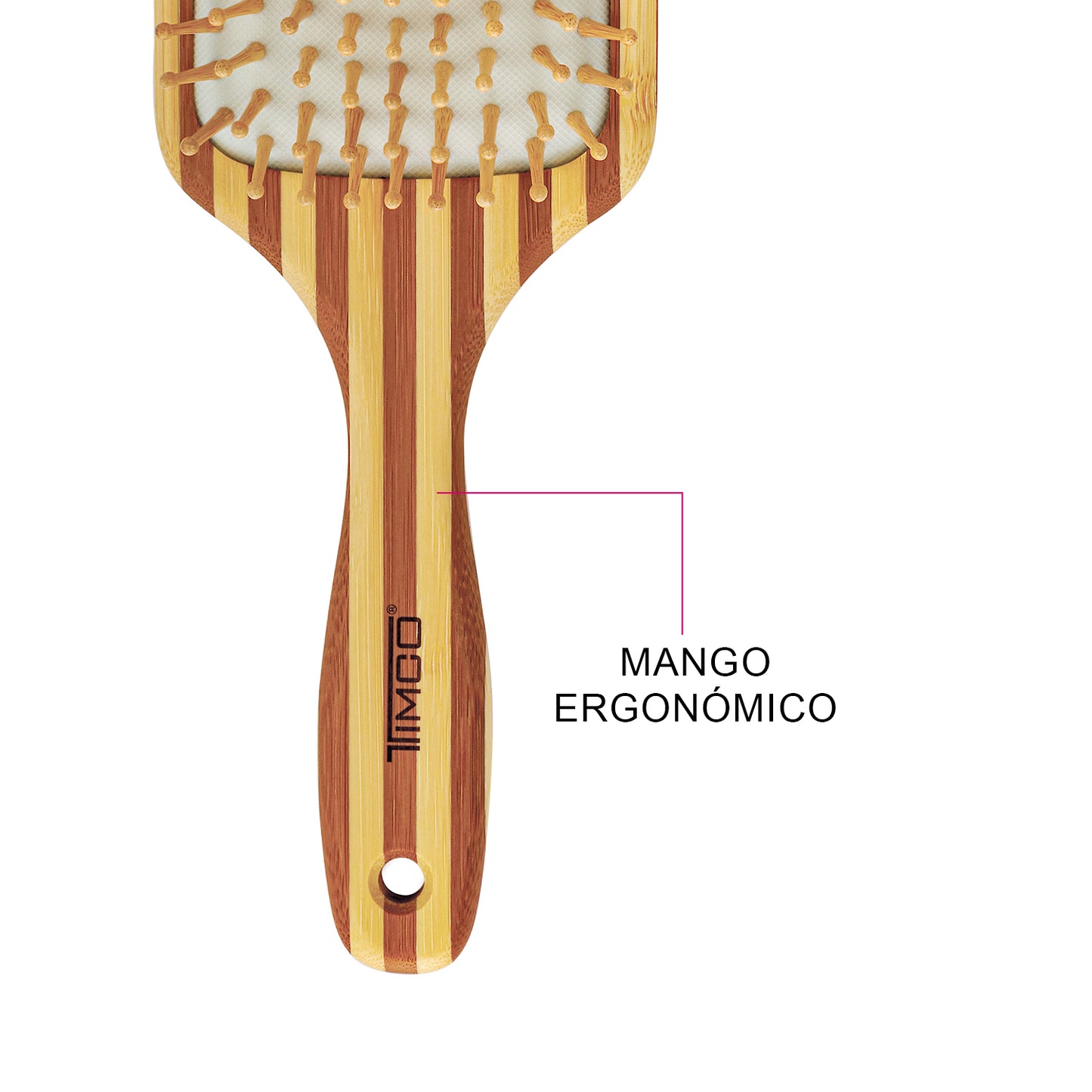 Cepillo de Cabello Madera Natural Acolchado Cuidado del Cuero Cabelludo Timco CMC02