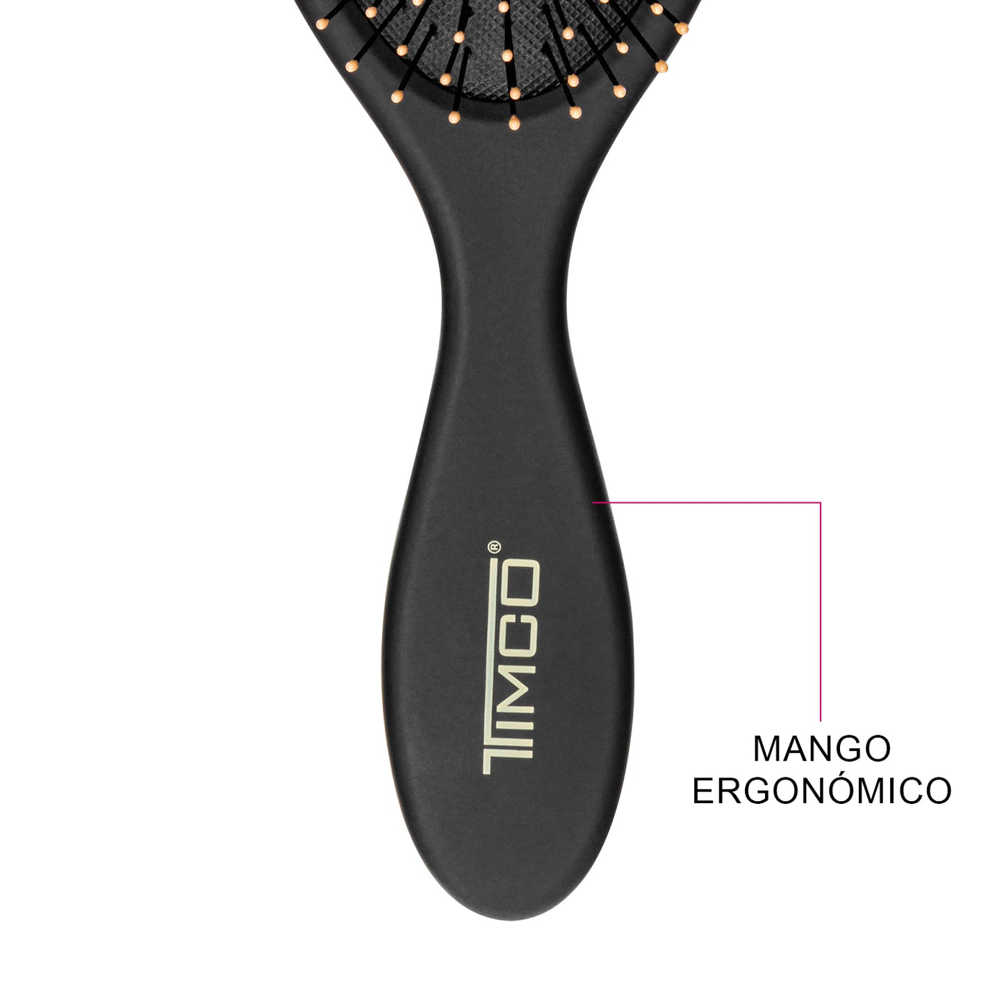Cepillo de Cabello Desenredante Ovalado Acolchado Negro Ultra Thin Timco CWET01N
