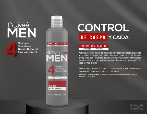 Shampoo y Acondicionador Anti Caspa y Anti Caida 4 en 1 Activee Men