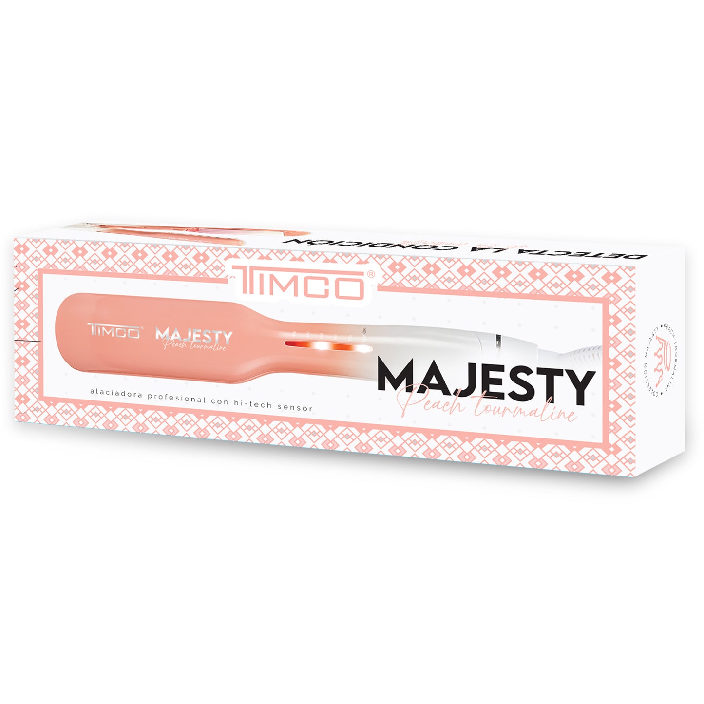 Plancha Alaciadora de Cabello Ajuste Automatico de Temperatura Majesty Peach Tourmaline Timco PHS127