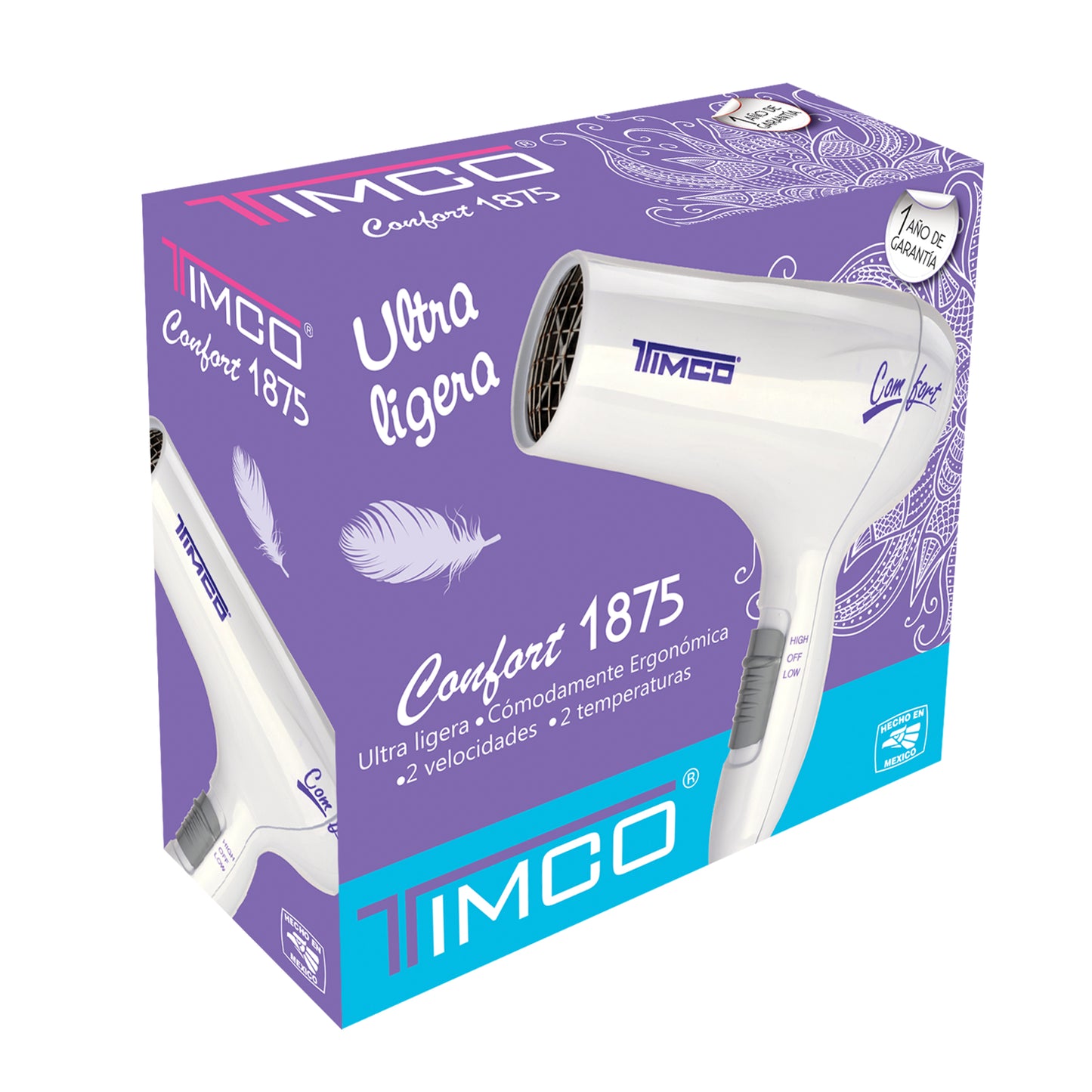 Secadora de Cabello Confort Básica Uso Doméstico Timco St-1875