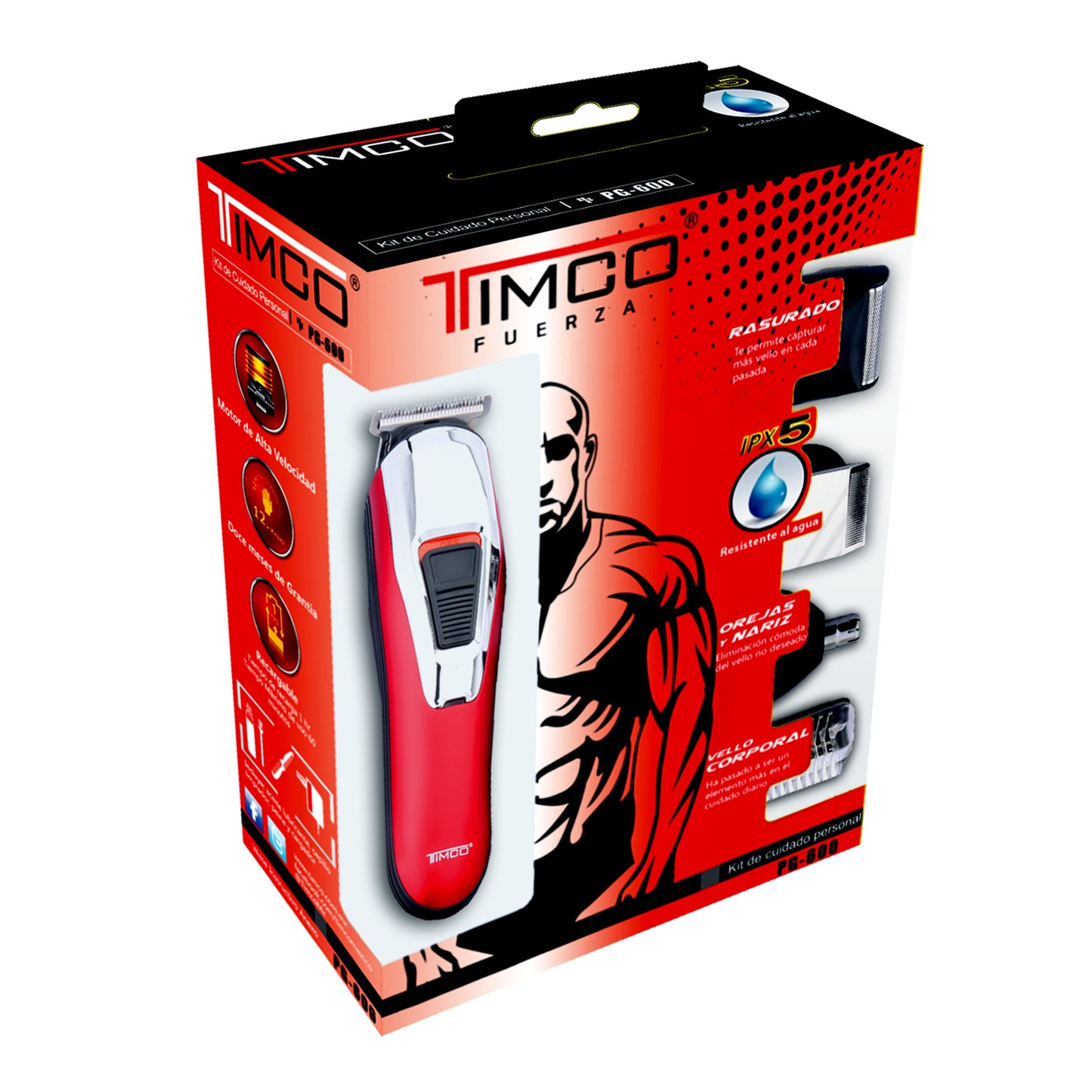 Rasuradora Afeitadora Recargable 7 en 1 Kit de Cuidado Corporal Resistente Al Agua IPX5 Timco PG-600