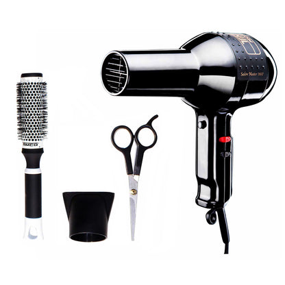 Secadora de Cabello Profesional 1 Boquilla Kit con Tijeras y Cepillo Térmico Timco PQSM-1800