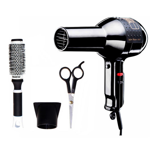 Secadora de Cabello Profesional 1 Boquilla Kit con Tijeras y Cepillo Térmico Timco PQSM-1800