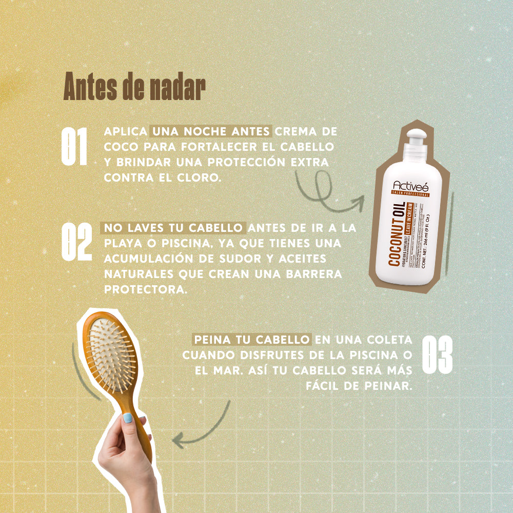 Tratamiento Capilar Activee Professional Coconut Oil Tecnologia para cuidado Cabello con Perdida de Color Quebradizo y con Frizz Libre de Sal