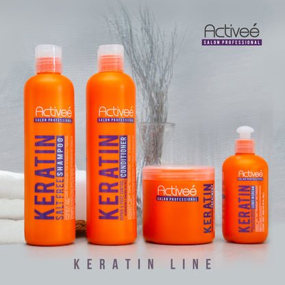 Tratamiento Capilar Activee Professional Keratin Tecnologia para cuidado Intensivo de Cabello Quimicamente tratado Libre de Sal.