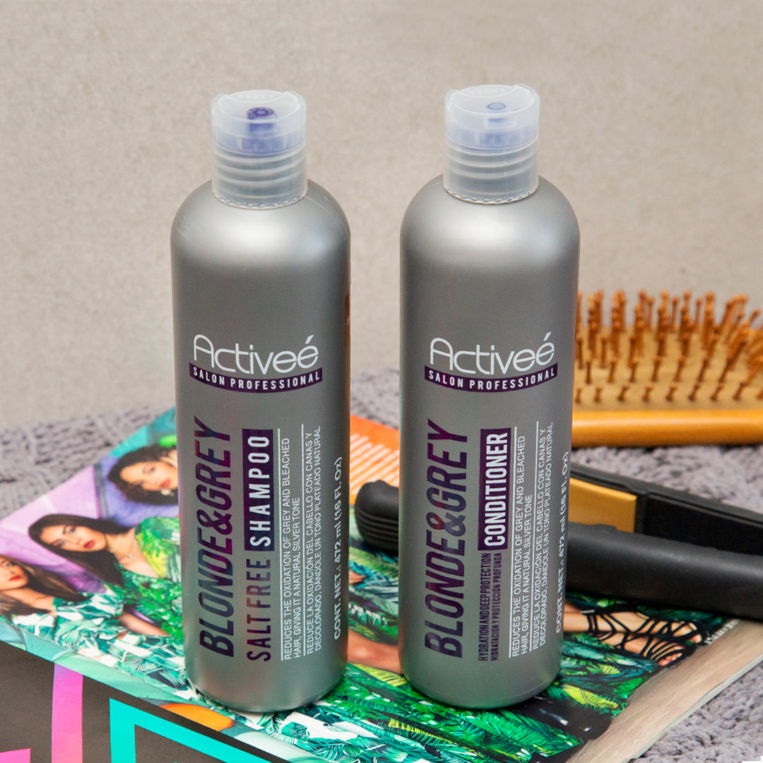 Acondicionador Activee Professional Blonde & Grey Reduce la Oxidacion del Cabello con Canas y Decolorado dandole un tono plateado natural