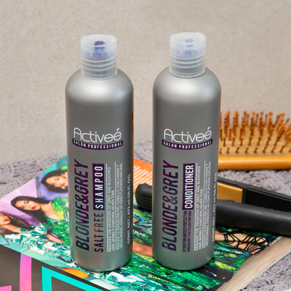 Acondicionador Activee Professional Blonde & Grey Reduce la Oxidacion del Cabello con Canas y Decolorado dandole un tono plateado natural