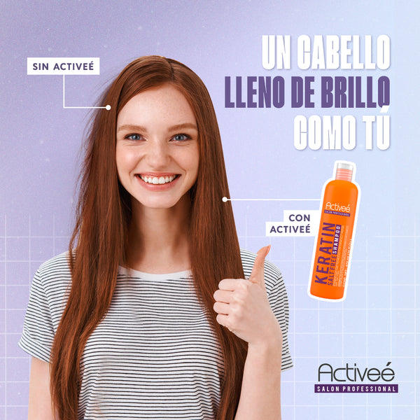 Shampoo Activee Professional Keratin Tecnologia para cuidado Intensivo de Cabello Quimicamente tratado Libre de Sal