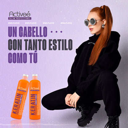 Crema para Peinar Activee Professional Keratin Tecnologia para cuidado Intensivo de Cabello Quimicamente tratado Libre de Sal