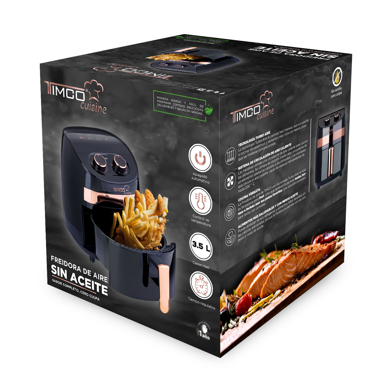 Freidora Eléctrica de Aire Capacidad 3.5 L Sin Aceite TurboAir Timco AF002