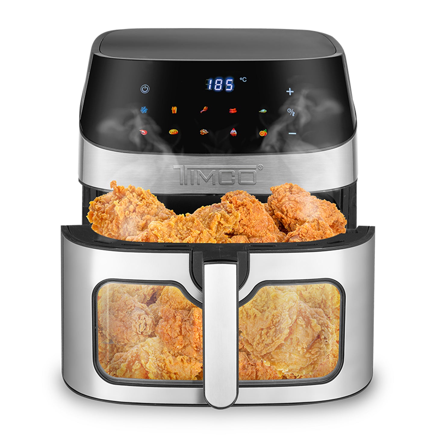 Freidora de Aire 8L Air Fryer Ventana de Visión Clara 1800W Pantalla Touch Digital 10 Funciones Automáticas Horno, Rostizador y Deshidratador AFE042 Timco