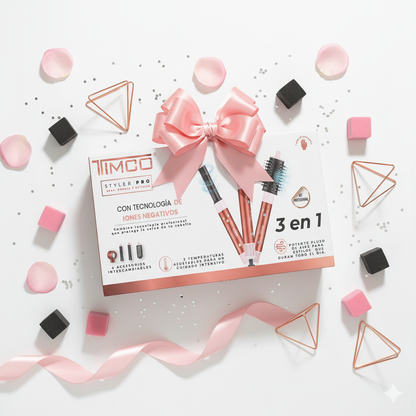 Cepillo Secadora TIMCO Styler PRO 3 en 1 Iónico Cerámico Seca Ondula y Estiliza AJ2642