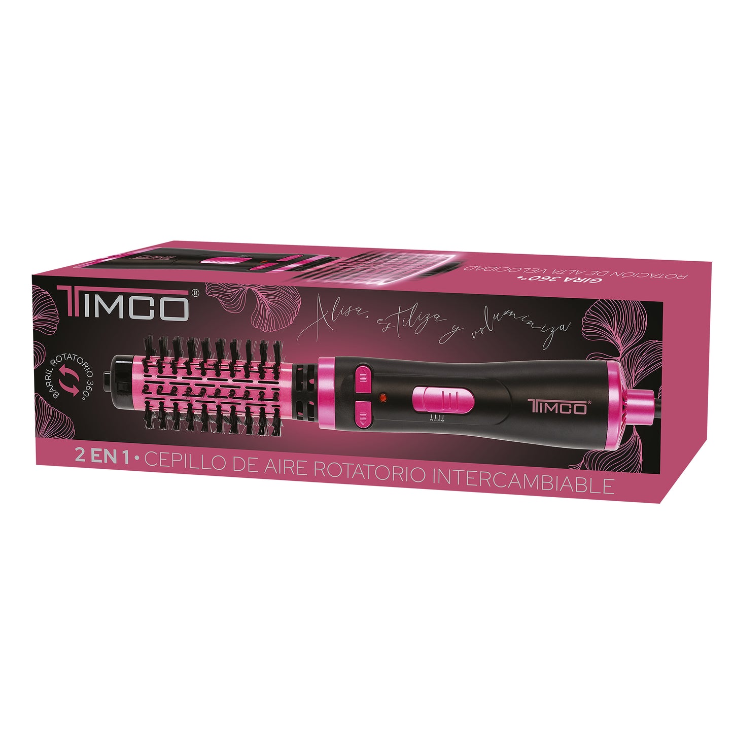 Cepillo de Aire Electrico Giratorio 2 en 1 Tourmaline Timco AJ-360R