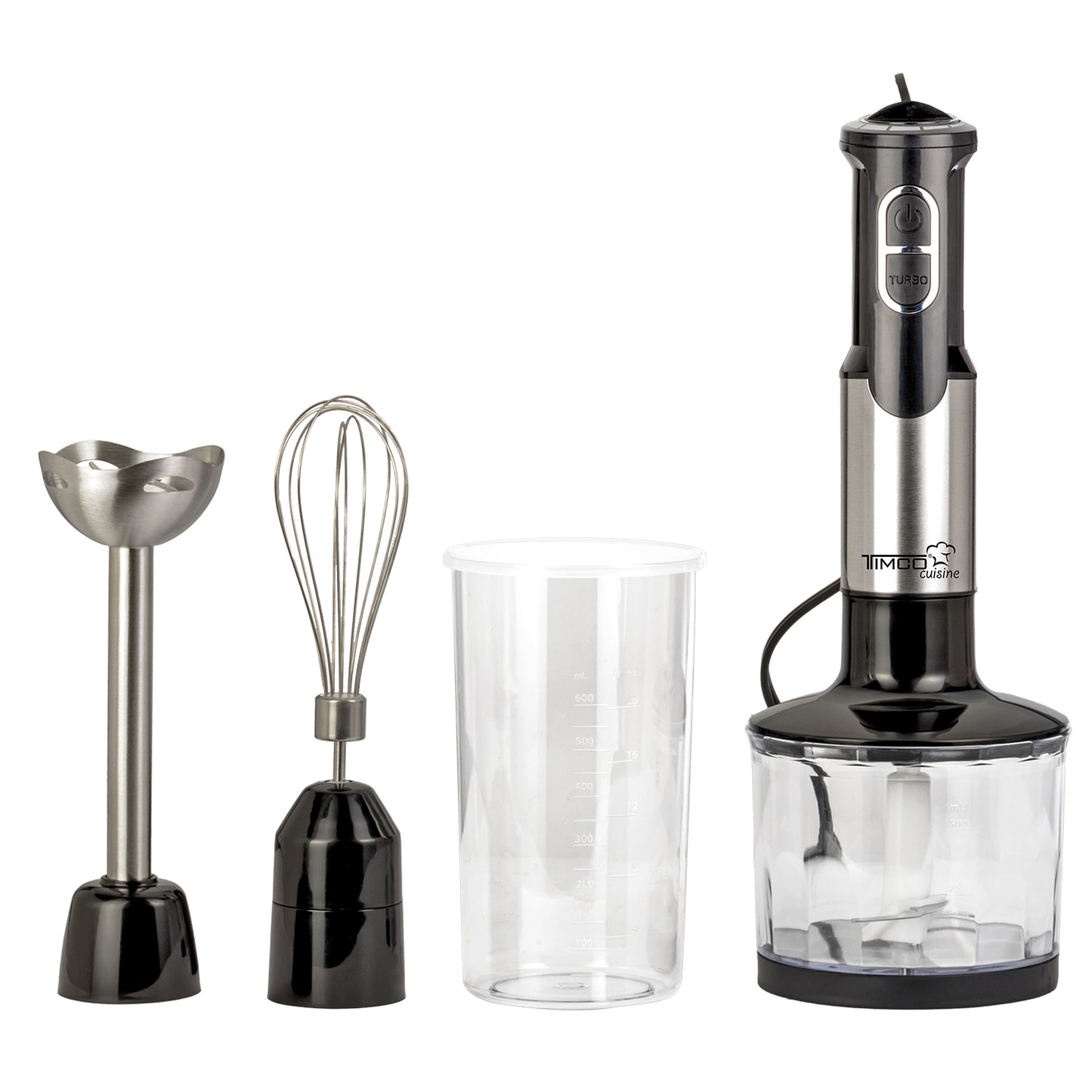 Batidora Multifuncional de Inmersion 4 en 1 Licuadora de Mano Acero Inoxidable Timco BAT2203