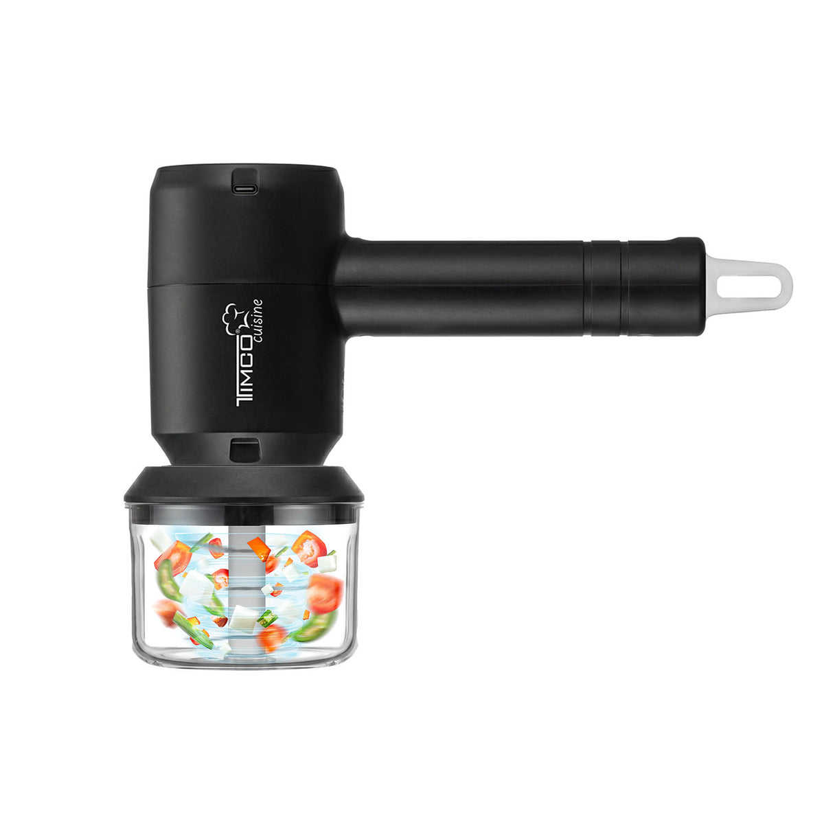 Batidora Eléctrica Inalambrica Timco 3 en 1 Recargable USB-C con Picadora de Alimentos Batidor de Huevos Mezcladora BAT301S