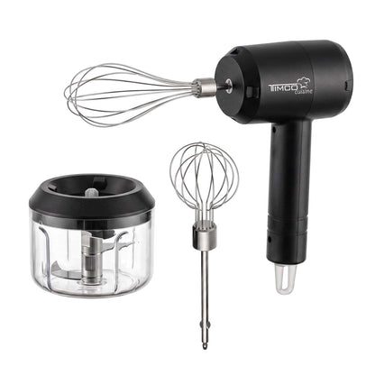Batidora Eléctrica Inalambrica Timco 3 en 1 Recargable USB-C con Picadora de Alimentos Batidor de Huevos Mezcladora BAT301S