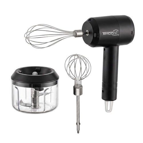 Batidora Eléctrica Inalambrica Timco 3 en 1 Recargable USB-C con Picadora de Alimentos Batidor de Huevos Mezcladora BAT301S