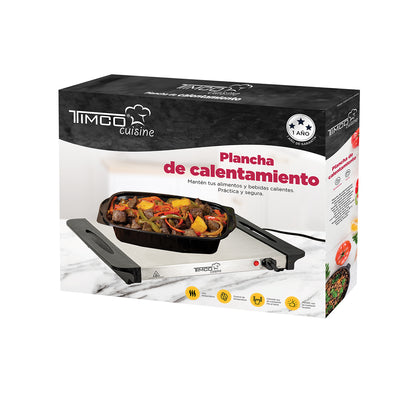 Plancha Eléctrica de Calentamiento Mantiene Alimentos Calientes Bandeja Acero Inoxidable Timco BCE200