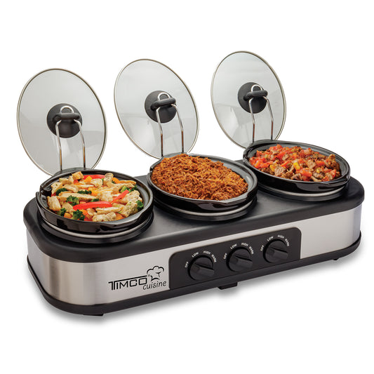 Bufetera Electrica Triple 3 Insertos de Ceramica Chafer Cocina Eventos Timco BUFET1121