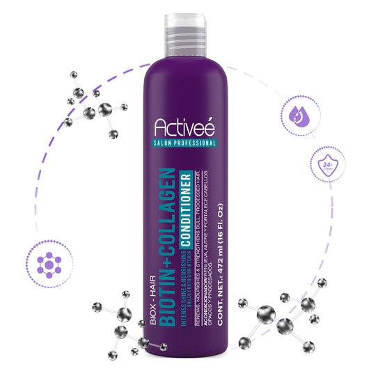 Acondicionador Activee Professional Biotin+Colagena Renueva Nutre y Fortalece Cabellos Opacos y Procesados Libre de Sal
