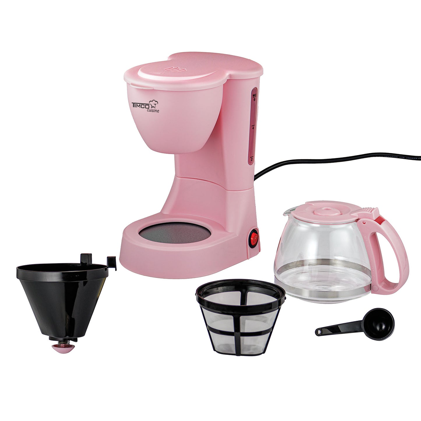 Combo Cafetera 750 ml Filtro Permanente Antigoteo + Waflera Eléctrica Antiadherente Waffles en Forma de Corazón TIMCO COM-DES1