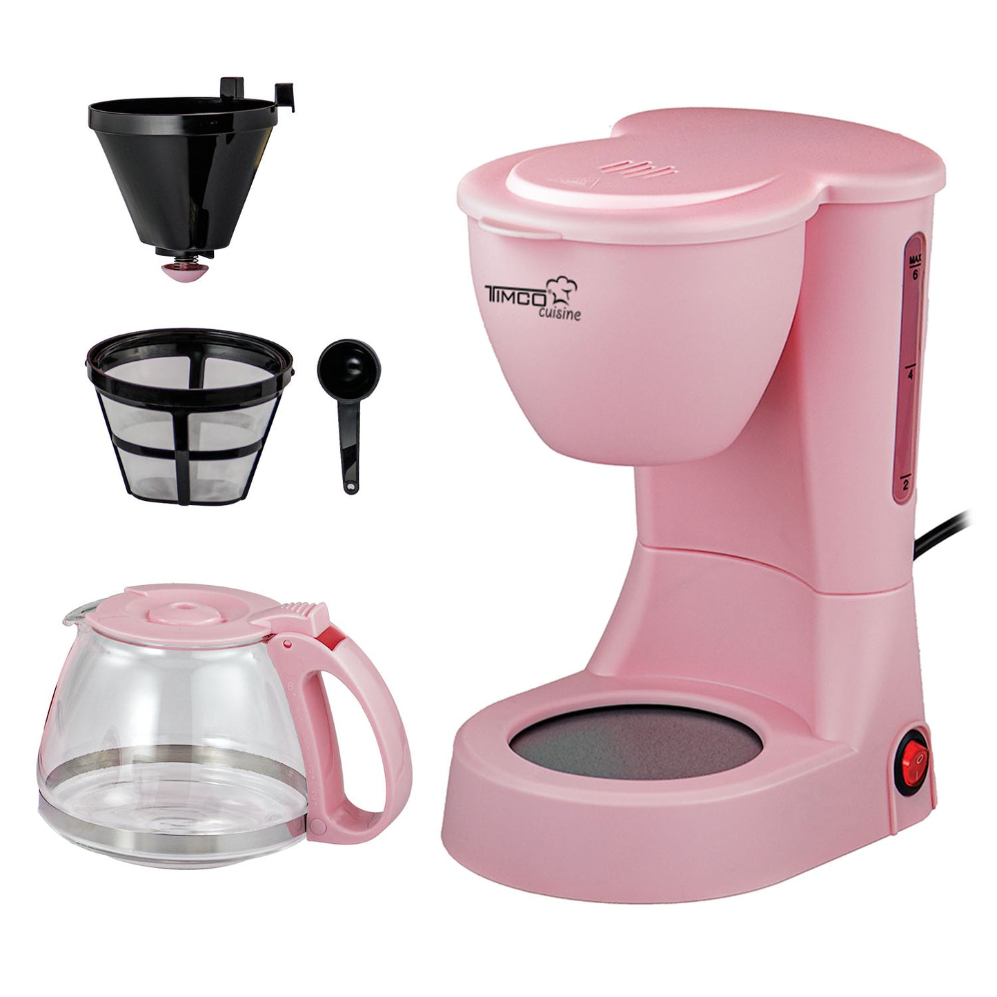Combo Cafetera 750 ml Filtro Permanente Antigoteo + Waflera Eléctrica Antiadherente Waffles en Forma de Corazón TIMCO COM-DES1