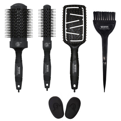 Kit de Cepillos Profesionales para Cabello Desenreda y Estiliza Orejeras Protectoras Evita Quemaduras Timco CBIO SET