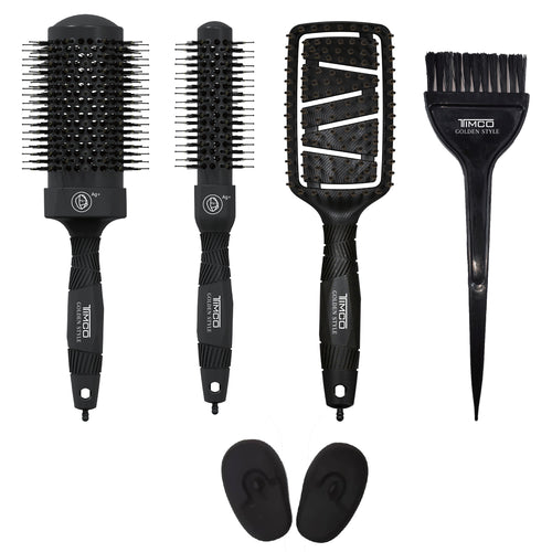 Kit de Cepillos Profesionales para Cabello Desenreda y Estiliza Orejeras Protectoras Evita Quemaduras Timco CBIO SET