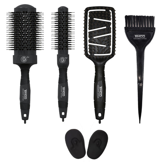 Kit de Cepillos Profesionales para Cabello Desenreda y Estiliza Orejeras Protectoras Evita Quemaduras Timco CBIO SET