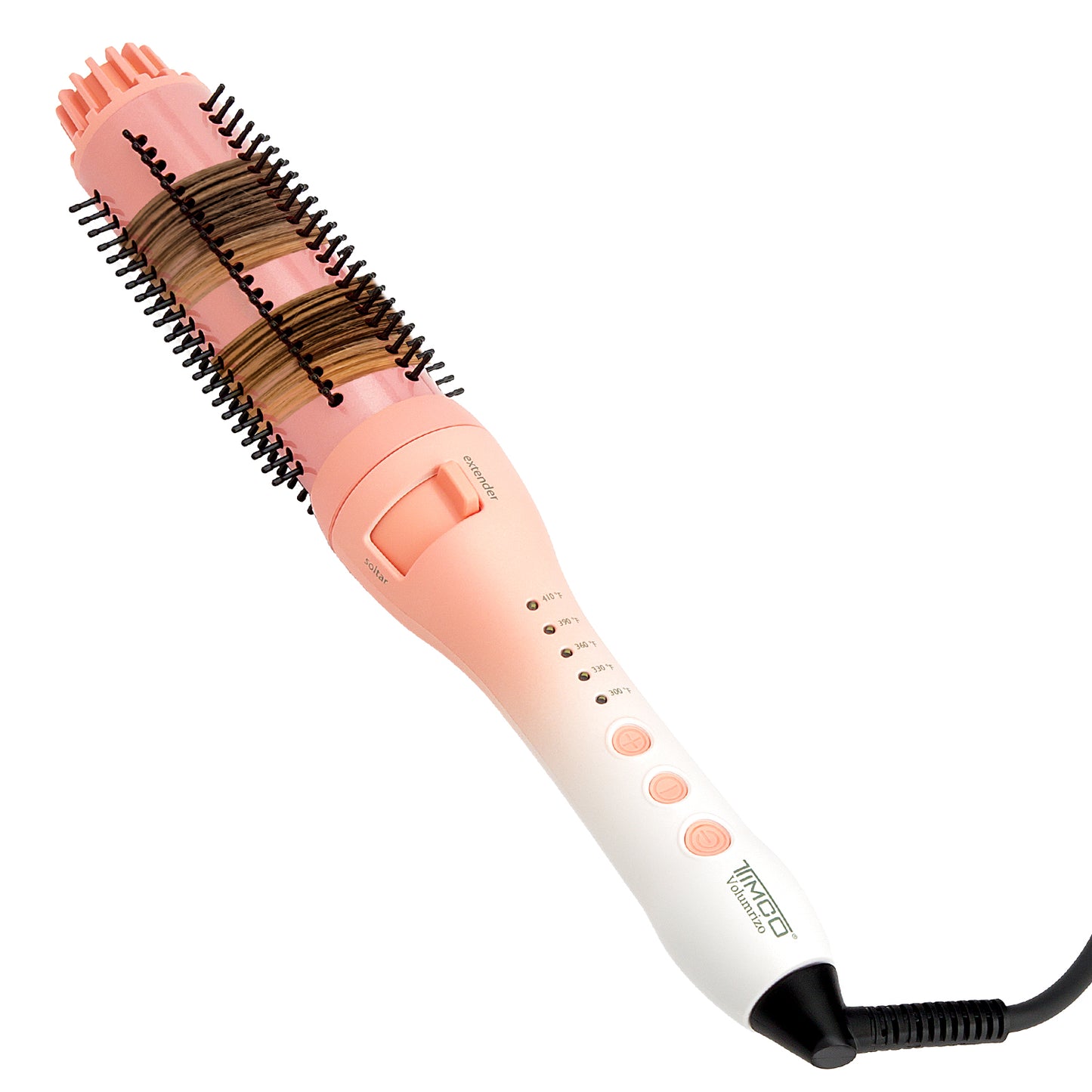 Cepillo Electrico de Cabello Redondo Voluminizador Cerdas Retractiles Tourmaline Majesty Peach Tourmaline Timco CEF228