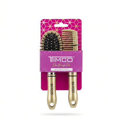 Kit 2 en 1 Cepillo y Peine para cabello TIMCO CKIT6500 Duo Brush Pack para Desenredado Suave y Cabello Manejable