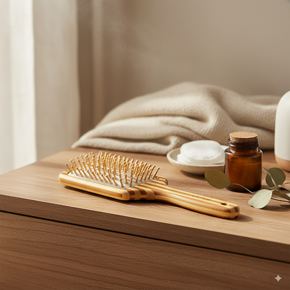 Cepillo de Cabello Madera Natural Acolchado Cuidado del Cuero Cabelludo Timco CMC02