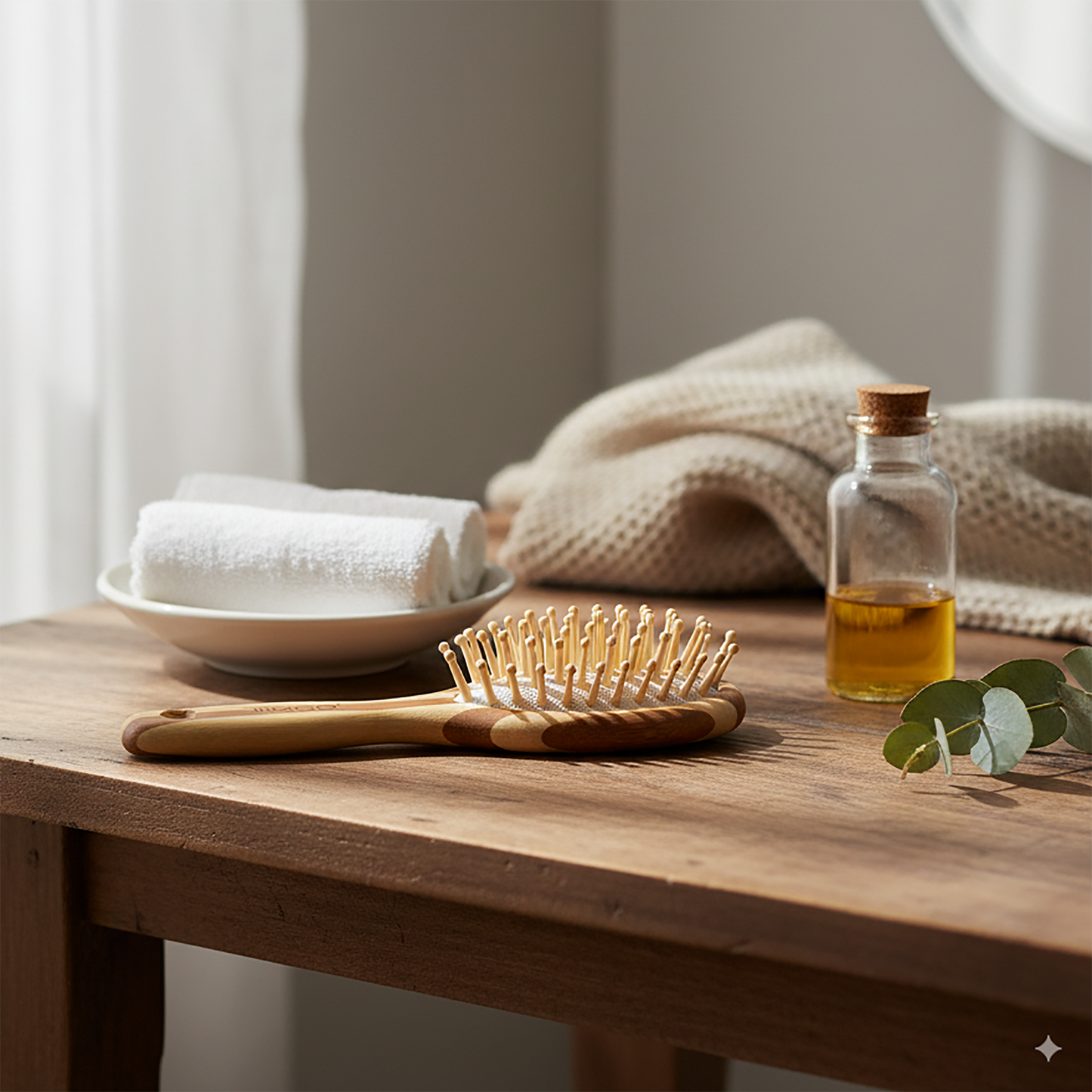 Cepillo de Cabello Madera Natural Acolchado Cuidado del Cuero Cabelludo Timco CMC01