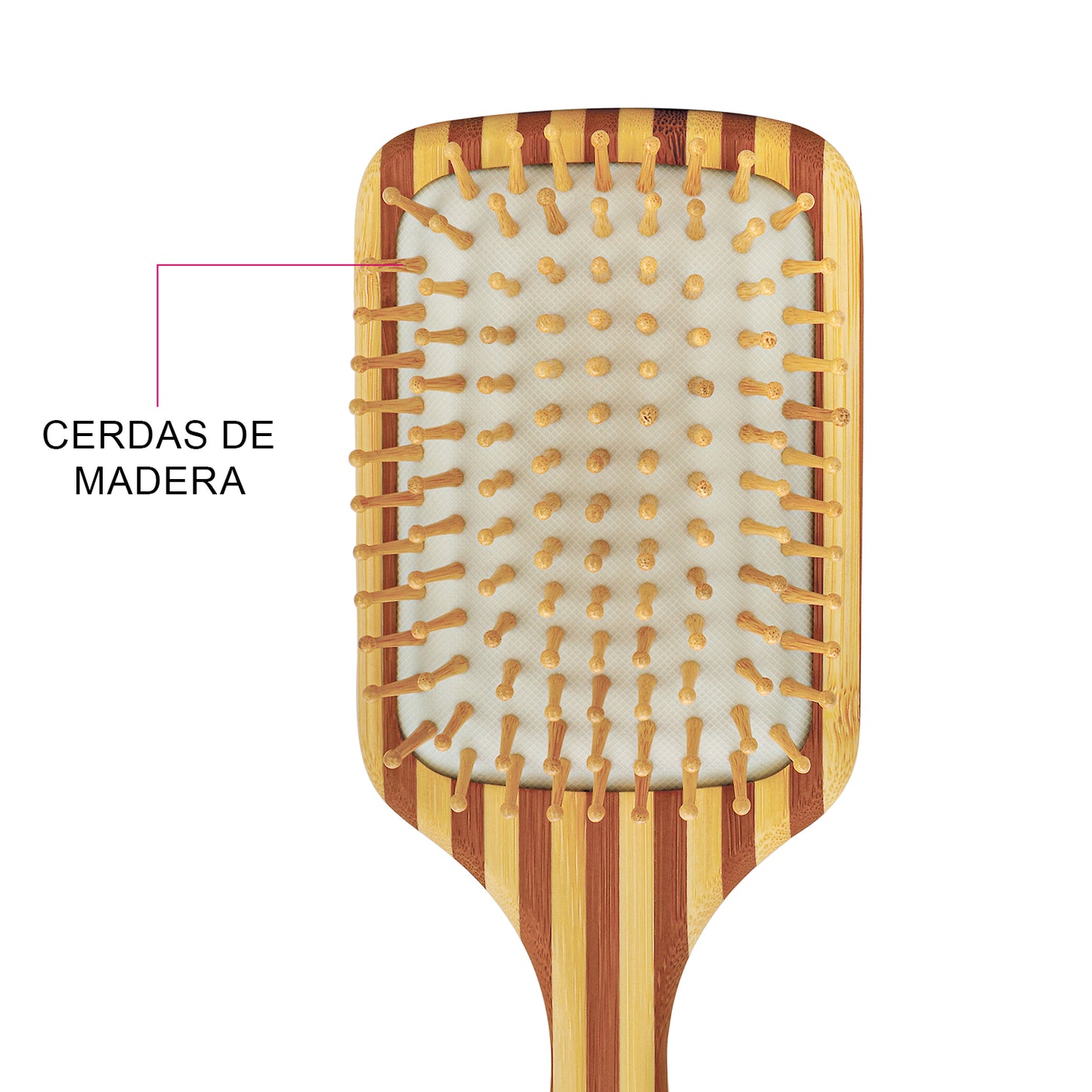 Cepillo de Cabello Madera Natural Acolchado Cuidado del Cuero Cabelludo Timco CMC02