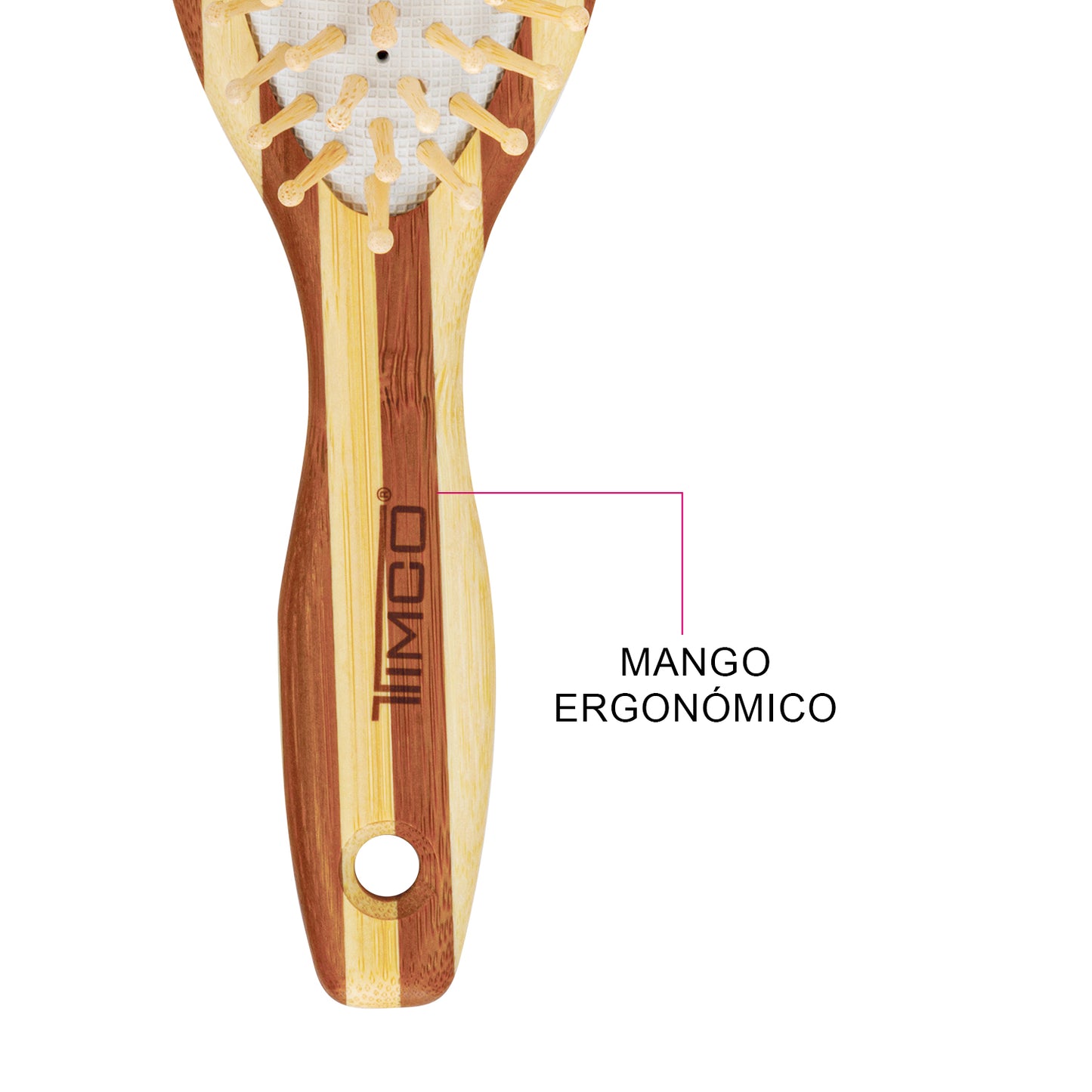 Cepillo de Cabello Madera Natural Acolchado Cuidado del Cuero Cabelludo Timco CMC01