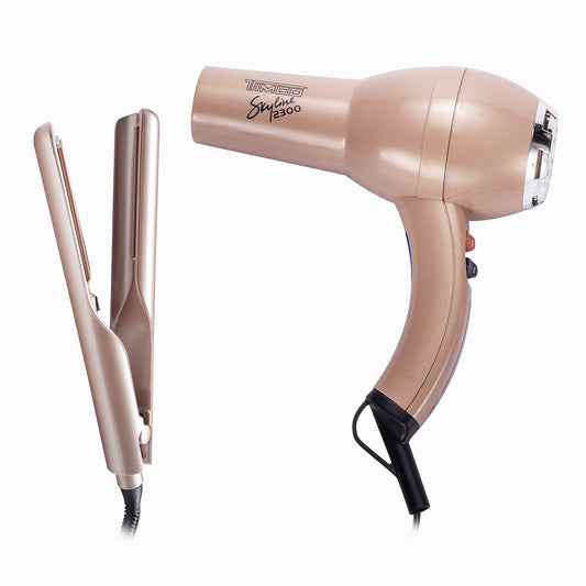 Kit Combo Secadora de Cabello y Plancha Alaciadora Cabello Cerámica Timco COMPTOPRSL