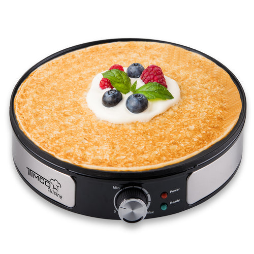 Crepera Electrica Plancha Antiadherente 31 cm Control de Temperatura Ajustable 1100 W Timco CREP515M