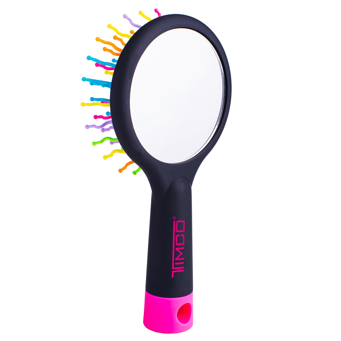 Cepillo Desenredante Antifrizz con Espejo TIMCO Rainbow Cerdas Zigzag