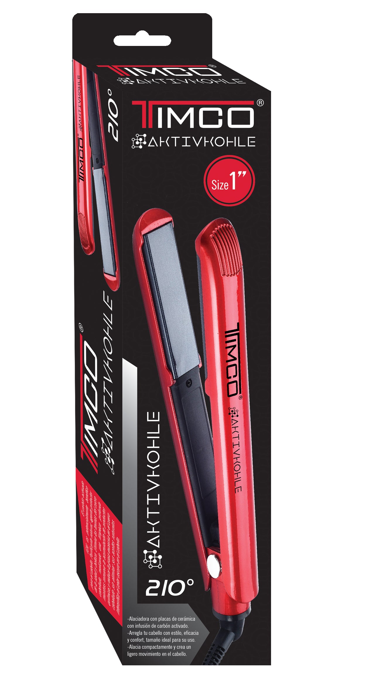 Plancha Alaciadora de Cabello Cerámica Carbon Activado Timco PK-R
