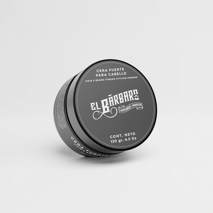 Cera para Cabello, Barba y Bigote Hombre Fijación Fuerte Sin Residuos Con Aceite de Ricino El Bárbaro 120g