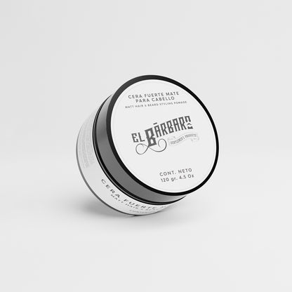 Cera Mate para Cabello Hombre Acabado Natural Volumen y Textura Con Cera de Abeja Sin Parabenos El Bárbaro 120g