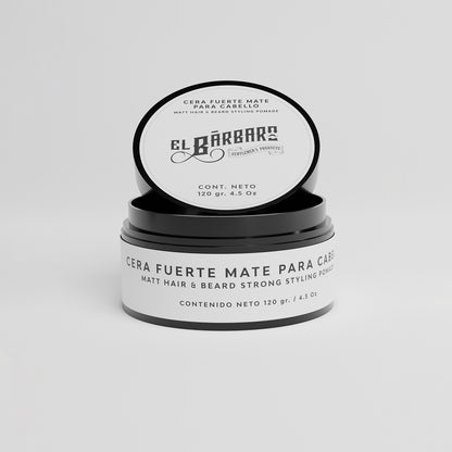 Cera Mate para Cabello Hombre Acabado Natural Volumen y Textura Con Cera de Abeja Sin Parabenos El Bárbaro 120g