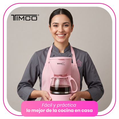Cafetera Eléctrica Rosa 750 ml Filtro Permanente Antigoteo con Placa Calefactora CAFWJ9008 Timco