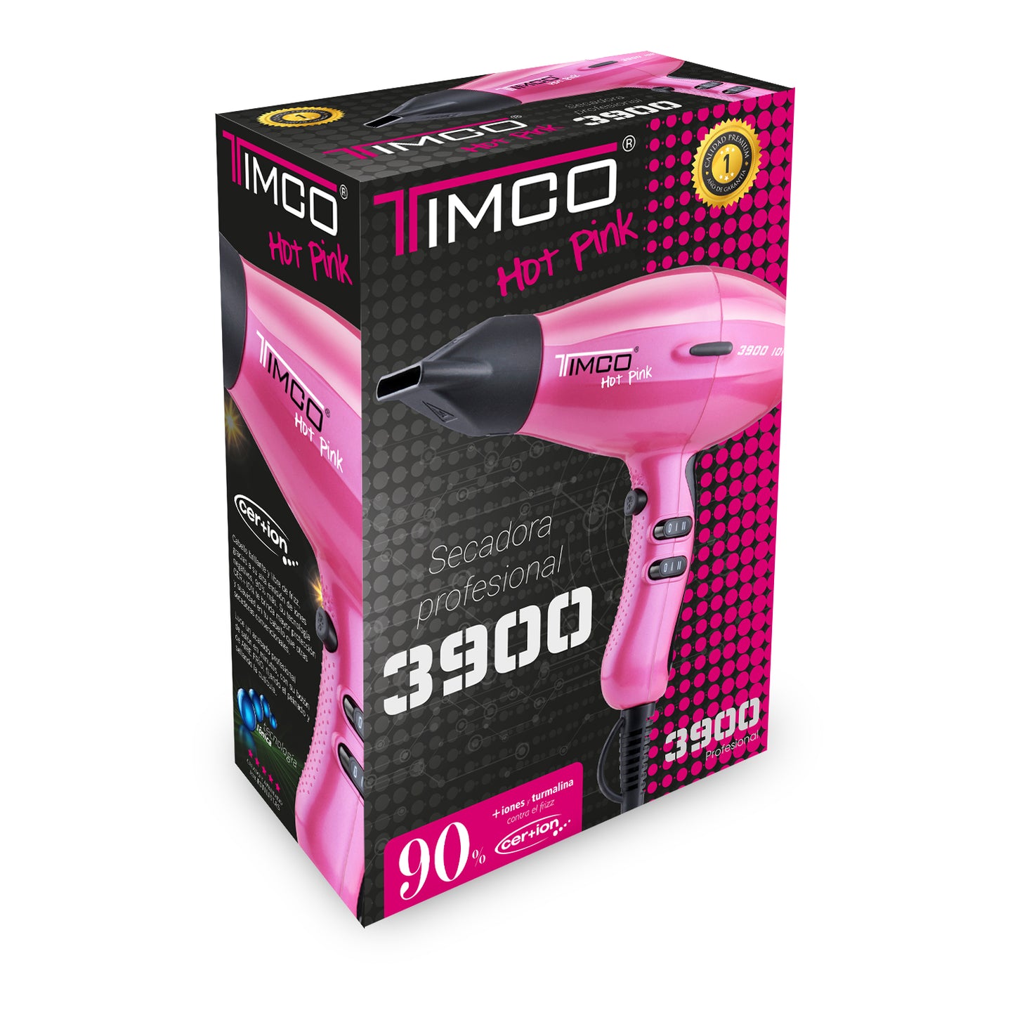 Secadora de Cabello Profesional Ceramica Generador Iones Timco HP-3900N