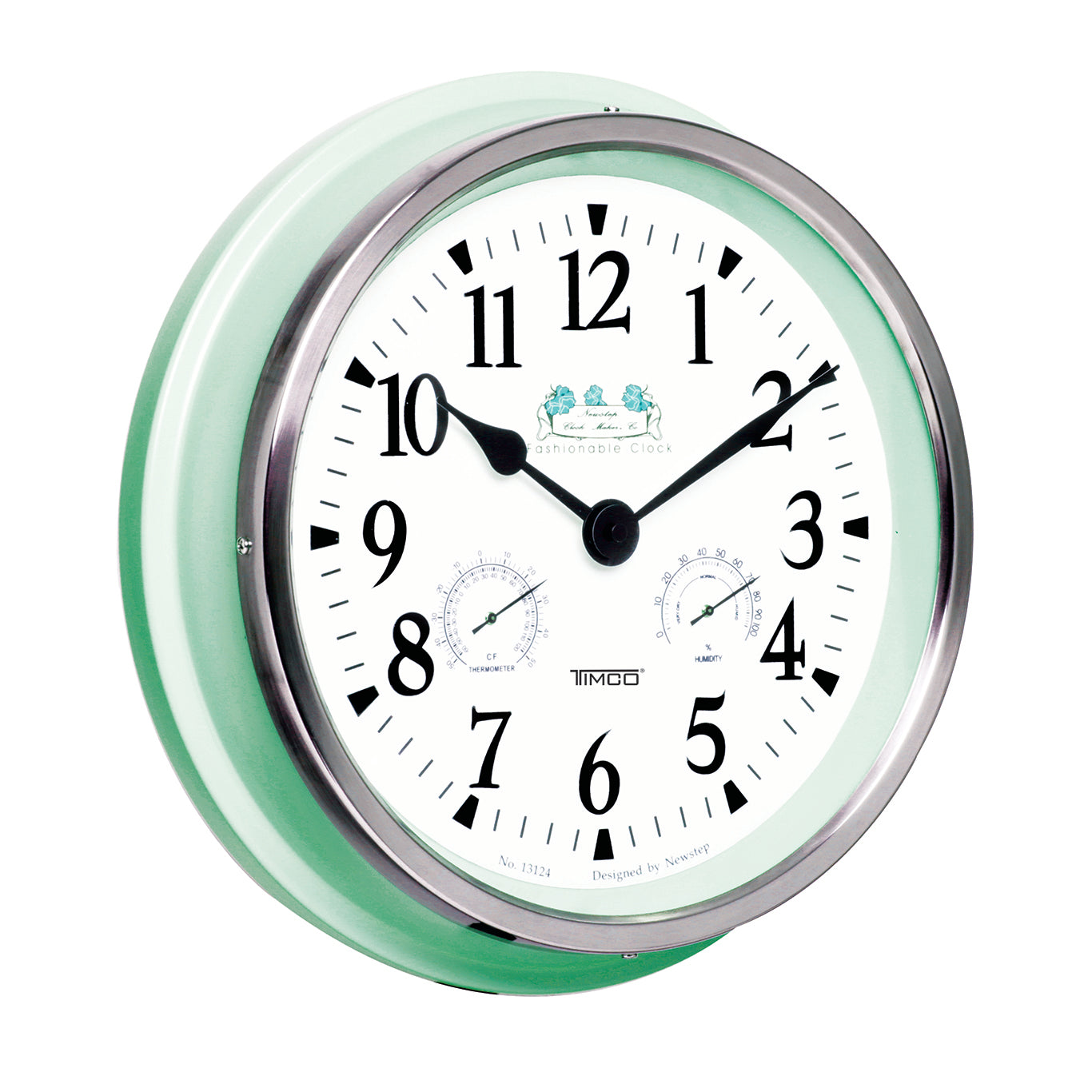 Reloj de Pared Analógico Estilo Retro con Medidor de Temperatura y Humedad Timco HYW124V