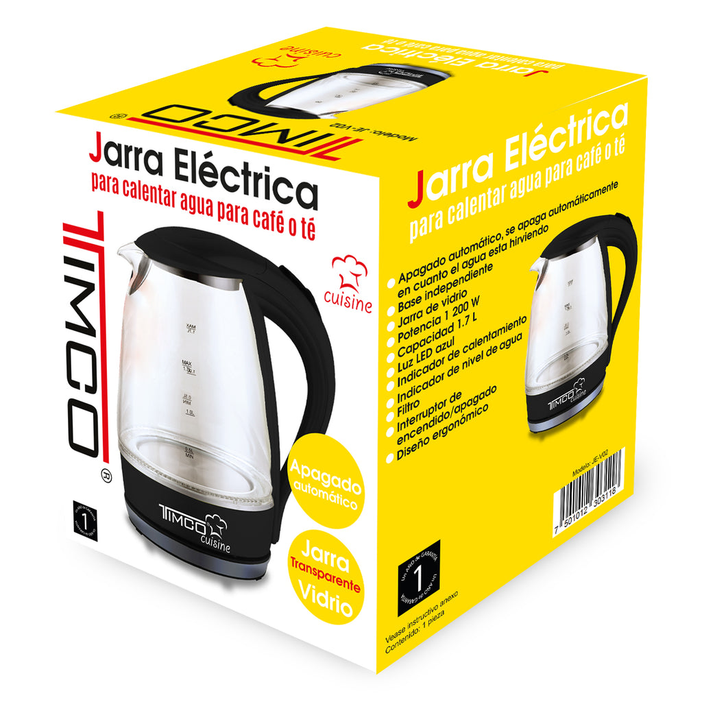 Jarra Eléctrica de Vidrio para Calentar Agua Timco JE-V02N –